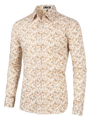 Men Casual Button Down Vintage Paisley Printed Slim Fit Cotton Shirt