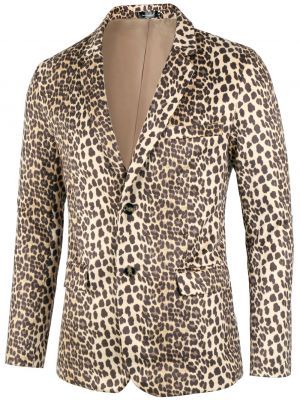 Men Vintage Leopard Print Luxury Notched Lapel Slim Fit Fashion Stylish Blazer