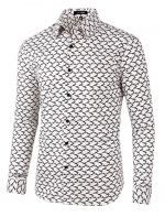 Men Slim Fit Button Down Rose Floral Printed Long Sleeve Cotton Casual Shirts